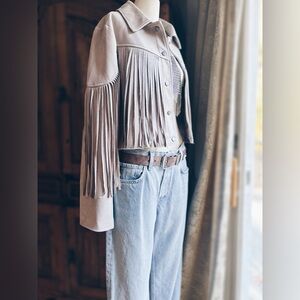 Jacket Fringe Faux Suede